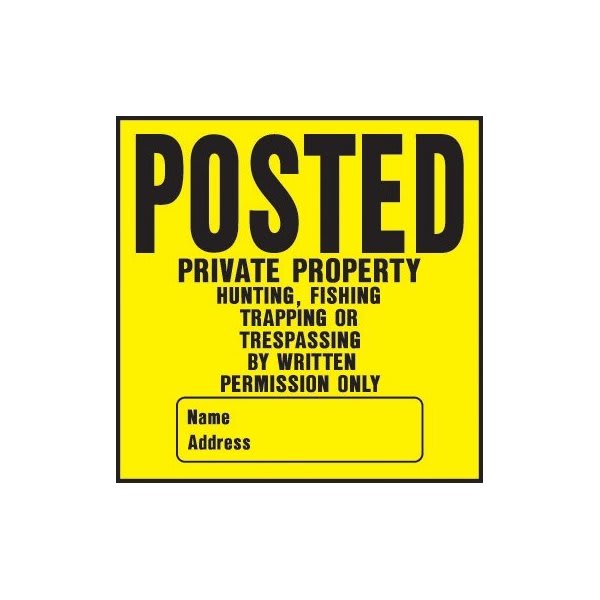 Hy-Ko "Posted" - Written Permission Polystyrene Sign, 11" X 11", Package Of 20