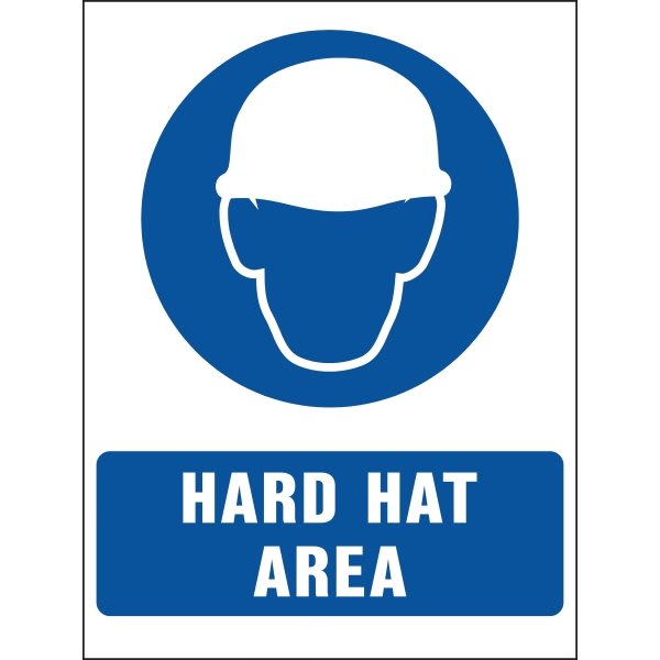 Hy-Ko "Hard Hat Area" Sign, Polystyrene, 24 X 18", Package Of 5