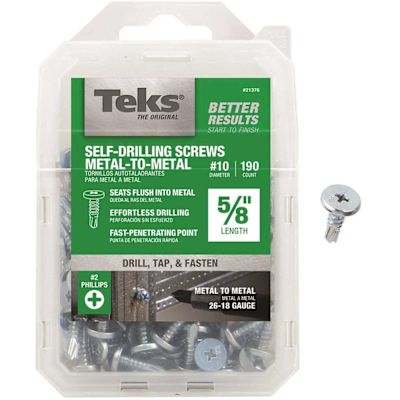 Teks #10 x 5/8 in. Phillips Pancake Head Self Drilling Screws (190-Pack)