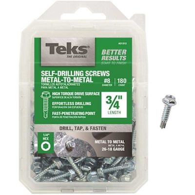 Teks #8 3/4 in. External Hex Flange Hex-Head Self-Drilling Screws (180-Pack)