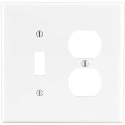 Leviton 2-Gang White 1-Toggle / 1-Duplex Outlet/Receptacle Nylon Midway/Midsize Wall Plate (1-Pack) PJ18-W