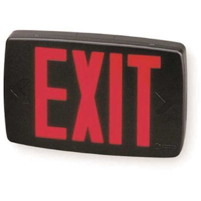 Lithonia Lighting Quantum 1-Light Red Stencil 1-Watt Matte Black Integrated LED Exit Sign