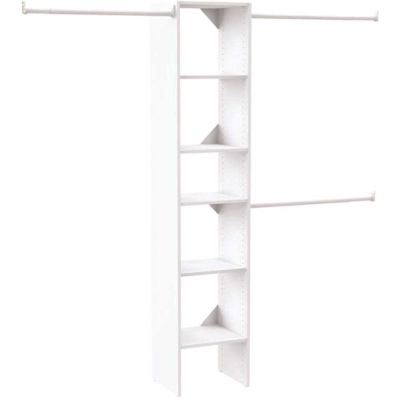 ClosetMaid Selectives 48 in. W - 112 in. W White Reach-In Tower Wall Mount 6-Shelf Wood Closet System