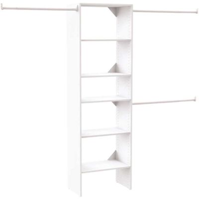 ClosetMaid Selectives 60 in. W - 120 in. W White Reach-In Tower Wall Mount 6-Shelf Wood Closet System