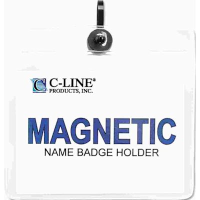C-Line Products, Inc MAGNETIC NAME BADGE HOLDER KIT, HORIZONTAL, 4W X 3H, CLEAR, 20/BOX