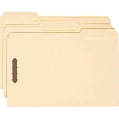 Smead 2 in. Folder Fasteners with 1/3 in. Cut Assorted Top Tab Legal, Manila (50/Box)
