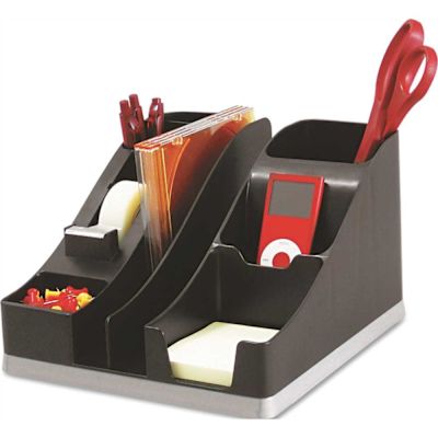 Deflecto Corporation ALL-IN-ONE CADDY, 8 X 9 1/4 X 5 1/4, BLACK/SILVER