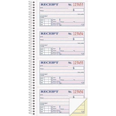Adams 2-3/4 in. x 5-1/4 in. 2-Part Rent Receipt Book 2-Part Carbonless (200-Forms)