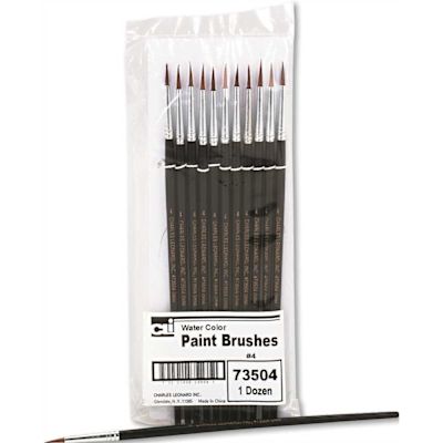 Charles Leonard, Inc ARTIST BRUSH, SIZE 4, CAMEL HAIR, ROUND, 12/PACK