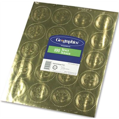 GEOGRAPHICS GOLD FOIL EMBOSSED "OFFICIAL SEAL OF EXCELLENCE" SEALS, 100/PACK