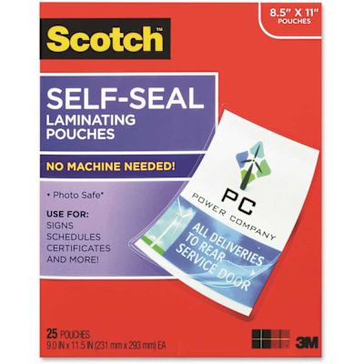 Scotch 8-1/2 in. x 11 in. 9.5 mil Self-Sealing Laminating Sheets (25-Pack)