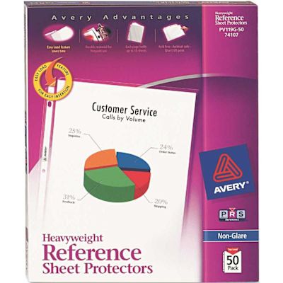 Avery Dennison AVERY TOP-LOAD POLY SHEET PROTECTORS, HEAVY GAUGE, LETTER, NONGLARE, 50/BOX