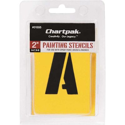 Chartpak Painting Stencil Set, A-Z Set/0-9, Manila (Set of 35)