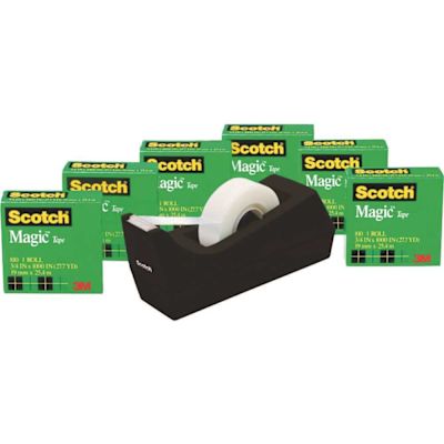 Scotch 3/4 in. x 1000 in., 1 in. Core Magic Tape Value Pack with Dispenser (6-Pack)