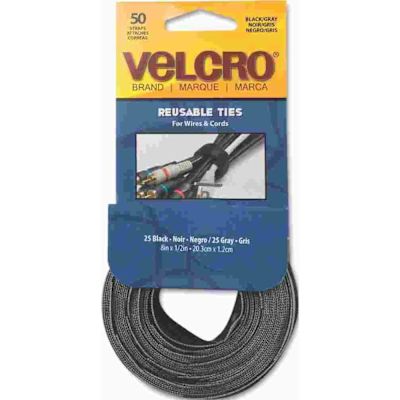 VELCRO 8 in. x 1/2 in. Reusable Ties (50-Pack)