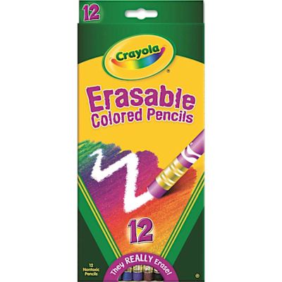 Crayola CRAYOLA ERASABLE COLORED WOODCASE PENCILS, 3.3 MM, 12 ASSORTED COLORS/SET