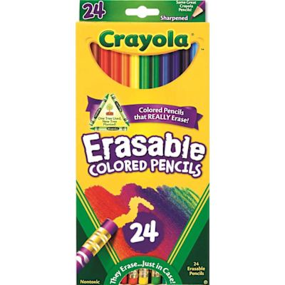 Crayola CRAYOLA ERASABLE COLORED WOODCASE PENCILS, 3.3 MM, 24 ASSORTED COLORS/SET