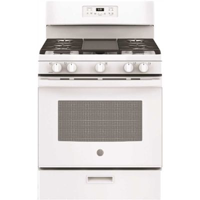 GE GE 30-INCH 5 CU. FT. FREE-STANDING GAS RANGE, WHITE