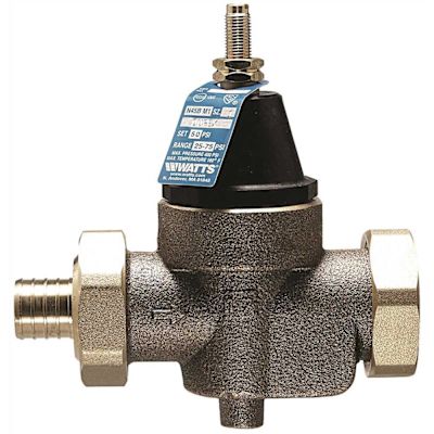 Watts 3/4 in. Pressure Reducing Brass Valve with Bypass Feature PEX 50 psi, Lead free