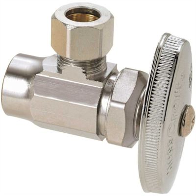 BrassCraft 1/2 in. Nominal Sweat Inlet x 3/8 in. O.D. Compression Outlet Brass Multi-Turn Angle Valve in Chrome