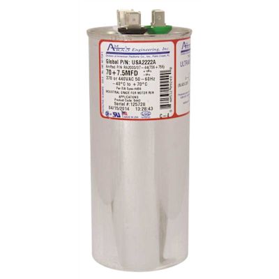 AMRAD ENGINEERING 70/7.5 MFD, 370/440 VAC Round Motor Run Capacitor