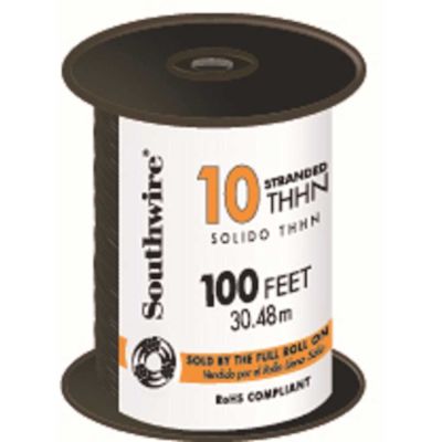 Southwire 100 ft. 10 Black Stranded CU THHN Wire
