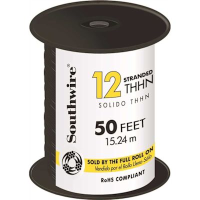 Southwire 50 ft. 12 Black Stranded CU THHN Wire
