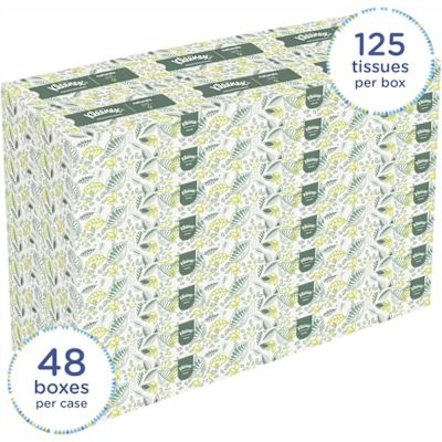 Kleenex Naturals Facial Flat Face Tissue Box 2-Ply (48 Boxes/Case, 125 Soft Sheets/Box, 6,000-Sheets/Case)