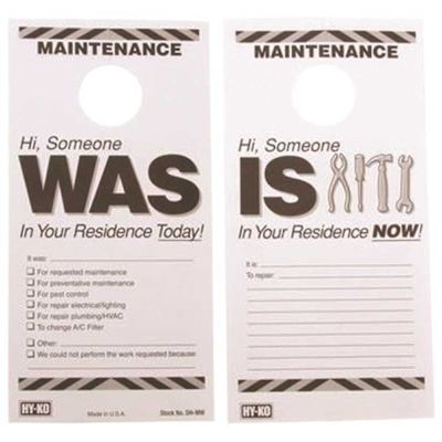 HY-KO 7 in. x 3-1/2 in. Paper Reversible Maintenance Door Hang Tag (50-Pack)