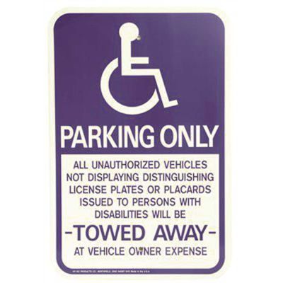 HY-KO 18 in. x 12 in. Aluminum Handicapped Parking Only Sign