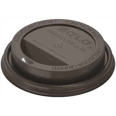 SOLO Traveler Cappuccino Style Dome Lid with Sip Hole, Black (1000 per Case)