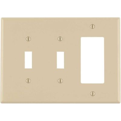 Leviton 3-Gang Ivory 2-Toggle / 1-Decora/Rocker Nylon Midway/Midsize Wall Plate (1-Pack) PJ226-I
