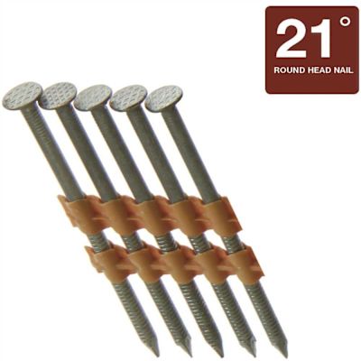 Grip-Rite 2-3/8 in. x 0.113 in. 21Â° Plastic Collated Exterior Galvanized Ring Shank Round Head Framing Nails 1000 per Box