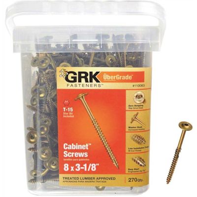 GRK Fasteners 8 in. x 3-1/8 in. Star Drive Washer Head Cabinet Wood Screw ( 270-Piece Per Pack)