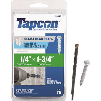 Tapcon 1/4 in. x 1-3/4 in. White UltraShield Hex Washer-Head Concrete Anchors (75-Piece)