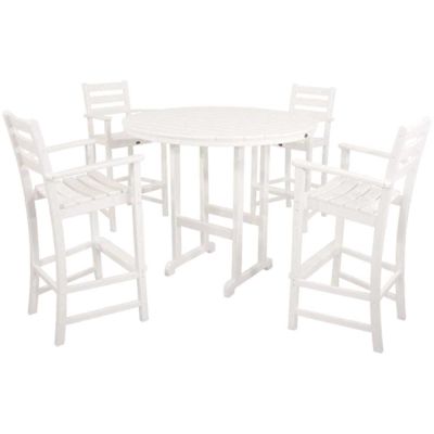 Trex Outdoor Furniture Monterey Bay Classic White 5-Piece Plastic Outdoor Patio Bar Height Dining Set