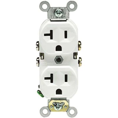 Leviton 20 Amp 125 V Commercial Grade Duplex Outlet/Receptacle, White (10-Pack) CBR20-WMP