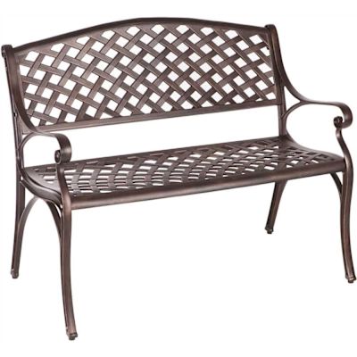 BALKENE HOME Antique Bronze Cast Aluminum Patio Bench
