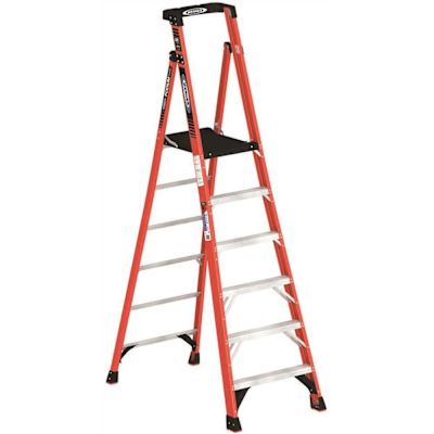 Werner 6 ft. Fiberglass Podium Step Ladder (12 ft. Reach Height) with 300 lbs. Load Capacity Type IA Duty Rating