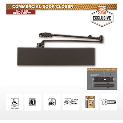 Size 1-6 All-In-One Commercial Door Closer with Universal Mount Plate - ANSI Grade 1, UL 3-Hour Fire, ADA, Bronze