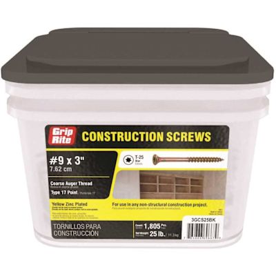 Grip-Rite #9 x 3 in. Star Drive Dual Flat Head Coarse Construction Screws 25 lb. Box