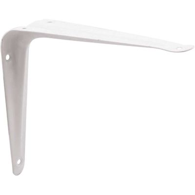 Prime-Line 8 in. x 10 in. White Enamel Painted Steel Shelf Brackets Compatible with Wood Shelving (2-Pack)