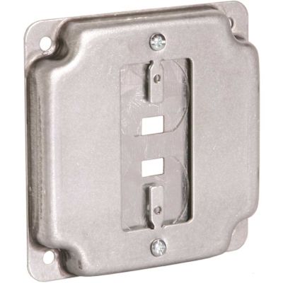 RACO 4 in. W Galv. Steel Gray 1-Gang Single-Device Universal Exposed Work Square Cover with 3-in-1 Plates, 1-Pack