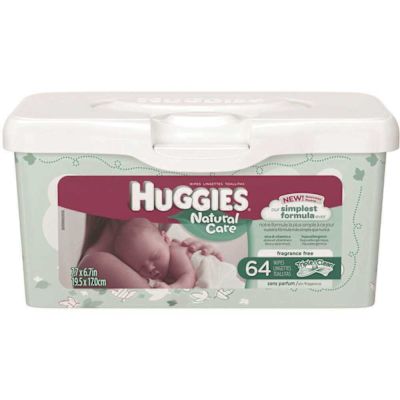 Huggies Natural Care Unscented Baby Wipes, Sensitive, 1 Refillable Pop-Up Tub (4 Tub Per Case, 256 total Wipes)