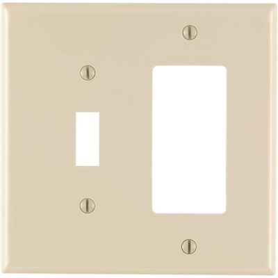 Leviton 2-Gang Light Almond 1-Toggle / 1-Decora/Rocker Nylon Midway/Midsize Wall Plate (1-Pack) PJ126-T