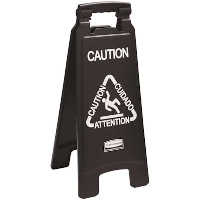 Rubbermaid Commercial Products 25 in. Black Plastic Multi-Lingual 2-Sided Caution Sign