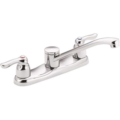 MOEN Commercial 2-Handle Low-Arc Kitchen Faucet in Chrome