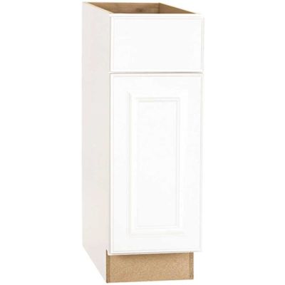Hampton Bay Hampton 12 in. W x 24 in. D x 34.5 in. H Assembled Base Kitchen Cabinet in Satin White with Drawer Glides