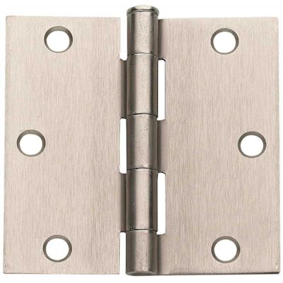 Global Door Controls ANVIL MARK BUTT HINGES, SQUARE CORNER, 3-1/2 IN., SATIN NICKEL, 2 PER PACK