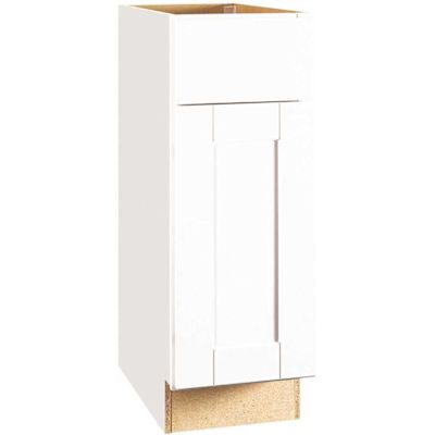 Shaker 12 in. W x 24 in. D x 34.5 in. H Assembled Base Kitchen Cabinet in Satin White with Ball-Bearing Drawer Glides
